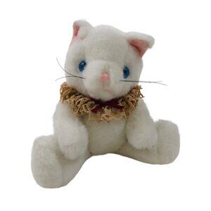 White Cat Kitty Jointed Stuffed Animal Plush Collar Movable Pet Toy Blue Eyes